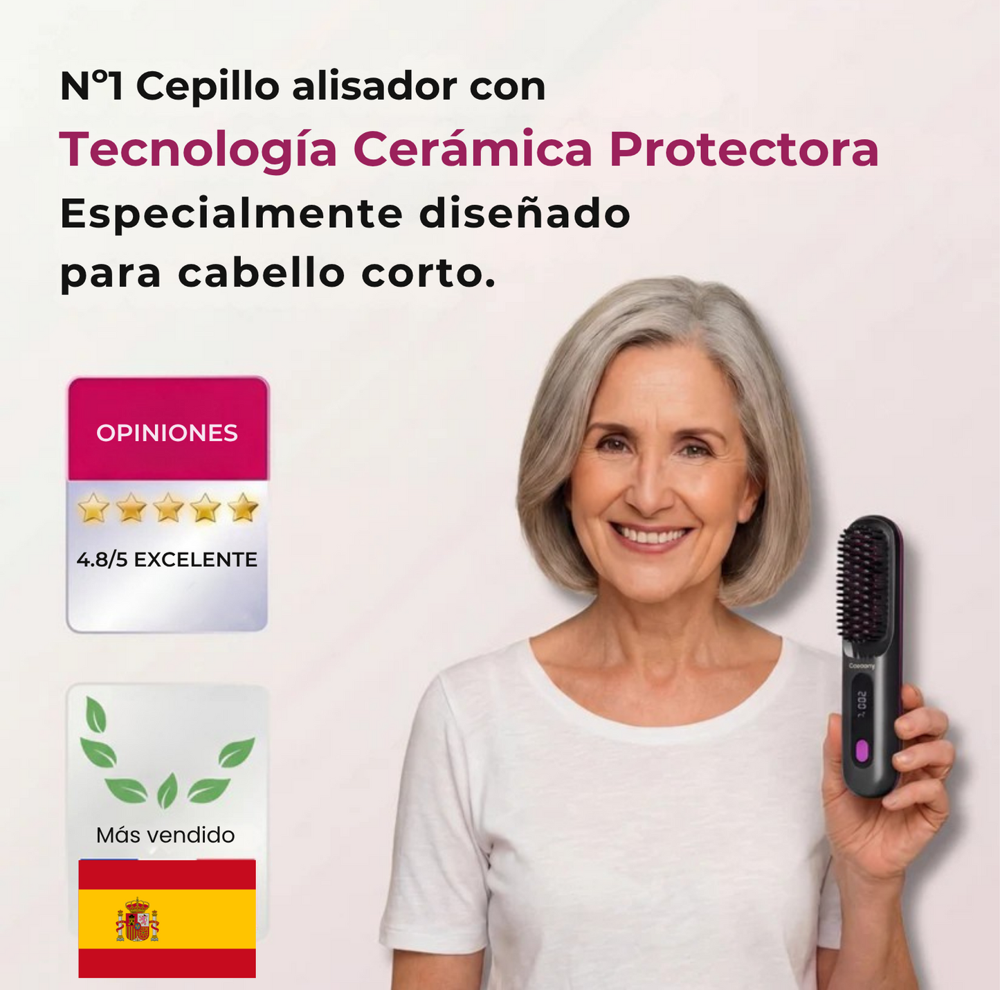Cepillo alisador para cabello corto