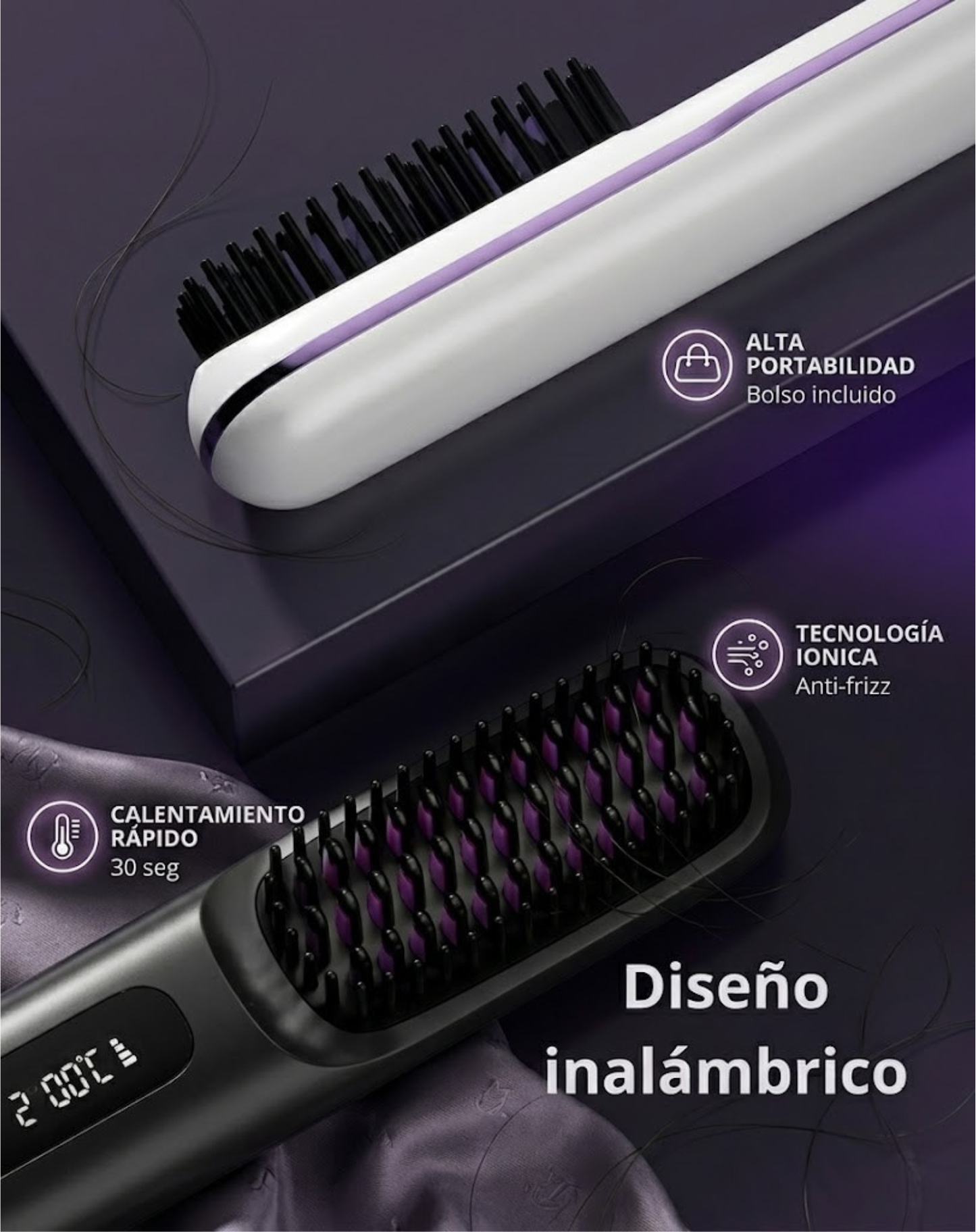 Cepillo alisador para cabello corto